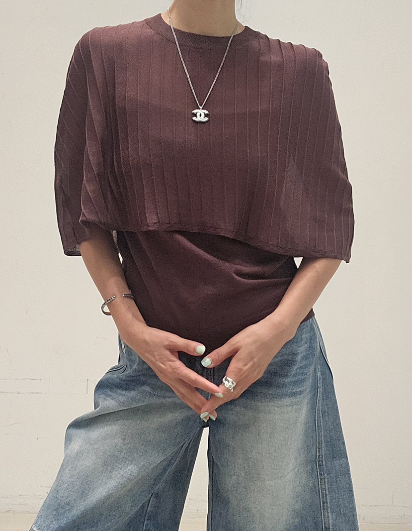 NEOUL韓國代購女士新款休閑人氣26夏季推薦熱賣時尚針織衫NEOUL/ahin雙領標簽針織衫