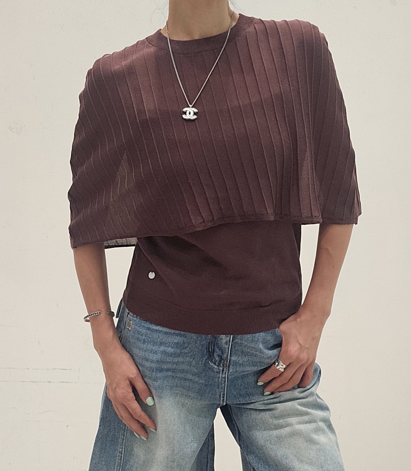 NEOUL韓國代購女士新款休閑人氣26夏季推薦熱賣時尚針織衫NEOUL/ahin雙領標簽針織衫