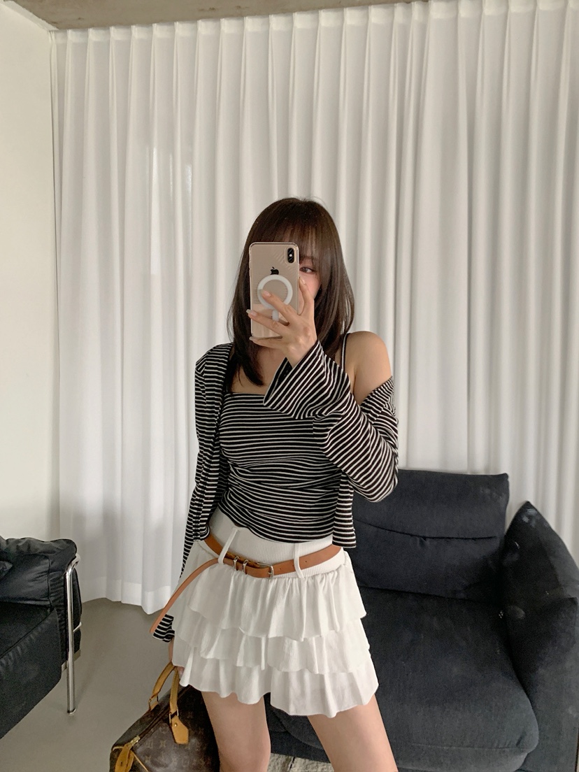VERANDA韓國直郵女裝新款休閑人氣推薦26夏季套裝褶皺條紋VERANDA套裝