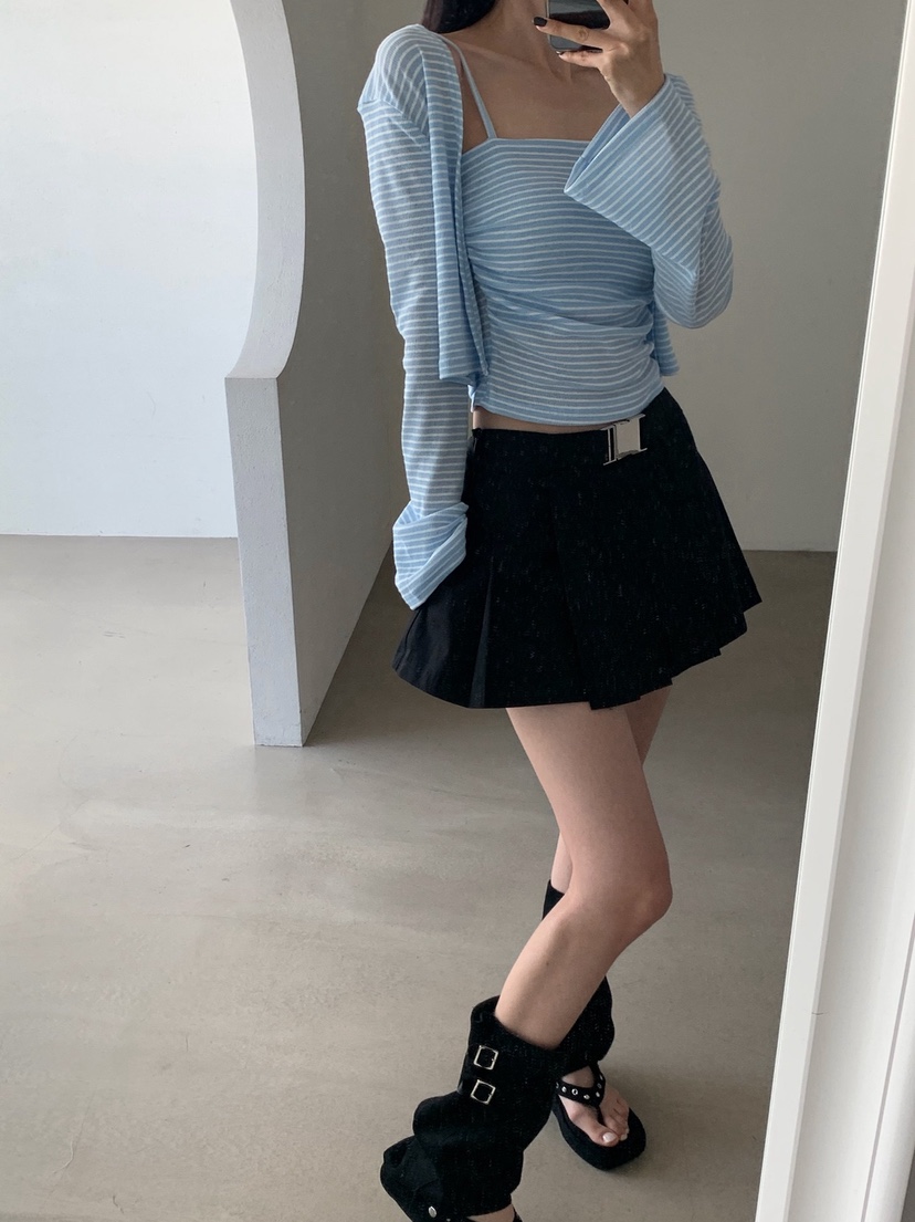 VERANDA韓國直郵女裝新款休閑人氣推薦26夏季套裝褶皺條紋VERANDA套裝