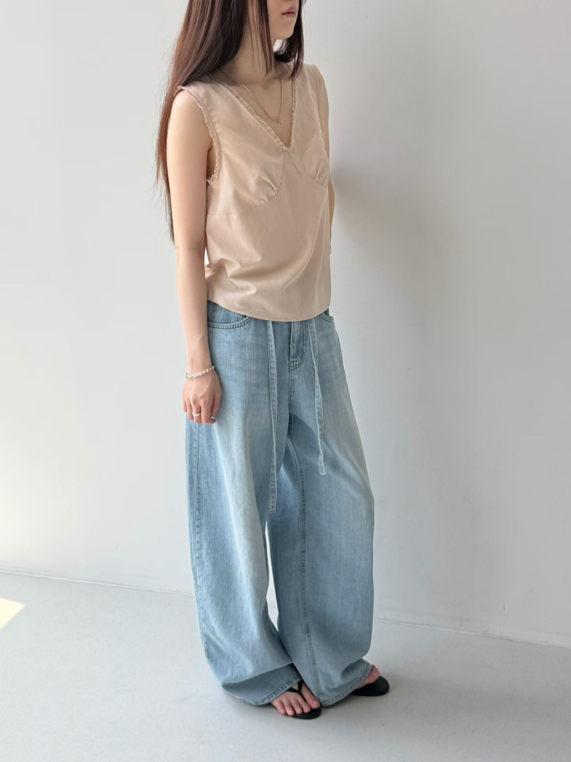 ARKIE/TAF韓國直郵女裝新款時尚推薦26夏季吊帶背心荷葉邊V領ARKIE/TAF吊帶/背心