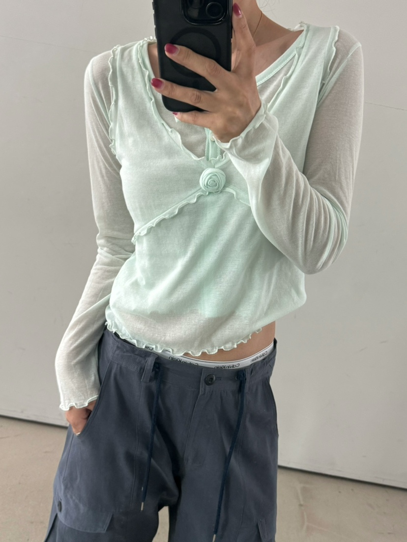 OLI SEOUL韓國直郵實拍女士新品26夏季時尚人氣長袖T恤開衫OLI SEOUL長袖T恤