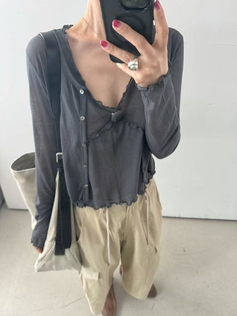 OLI SEOUL韓國直郵實拍女士新品26夏季時尚人氣長袖T恤開衫OLI SEOUL長袖T恤