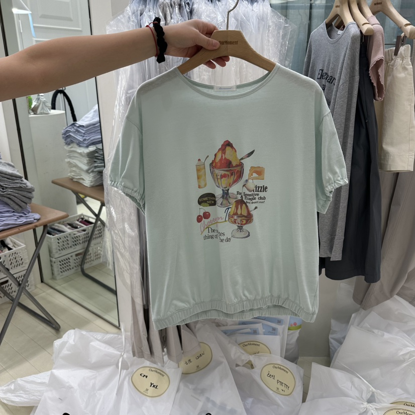 OURMOMENT韓國直郵實拍女裝新品26夏季人氣休閑推薦時尚T恤OURMOMENTT恤圖色3