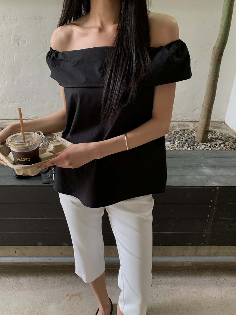 B_GARDER韓國代購女裝新品休閑人氣熱賣時尚襯衫蕾絲衫露肩B.GARDER襯衫/蕾絲衫圖色2