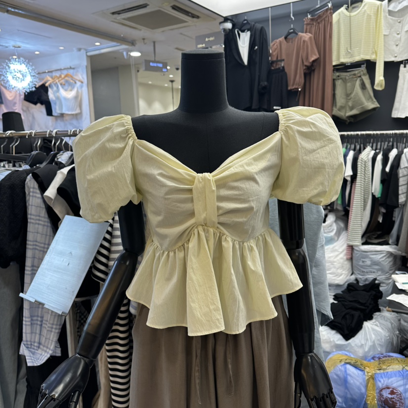 A-DEL韓國代購女士新款26夏季時尚人氣熱賣襯衫蕾絲衫緞帶A-DEL襯衫/蕾絲衫圖色2
