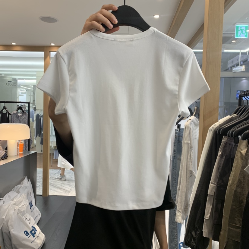 OBJECT韓國直郵女士新款時尚熱賣人氣推薦26夏季休閑T恤V領OBJECTT恤
