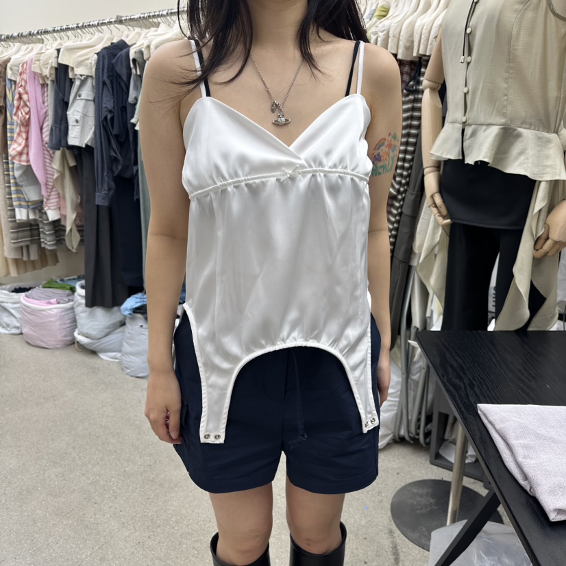 AMOEBA韓國東大門代購女裝新款休閑推薦吊帶背心無袖緞面AMOEBA吊帶/背心圖色1