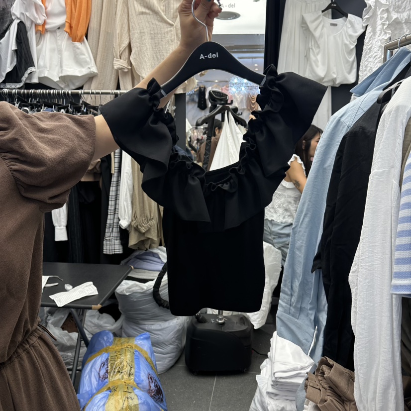 A-DEL韓國直郵實拍女士新款休閑熱賣襯衫蕾絲衫荷葉邊無袖A-DEL襯衫/蕾絲衫圖色2