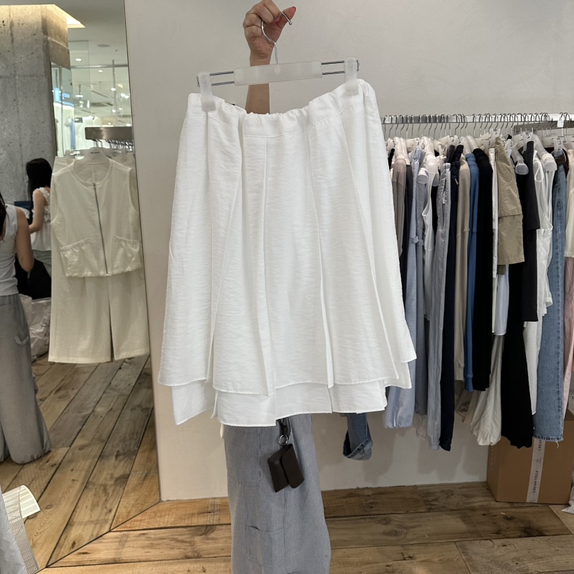 CREAM VILLA韓國代購女裝新品休閑半身裙中短裙褶皺CREAM VILLA半身裙/中短裙