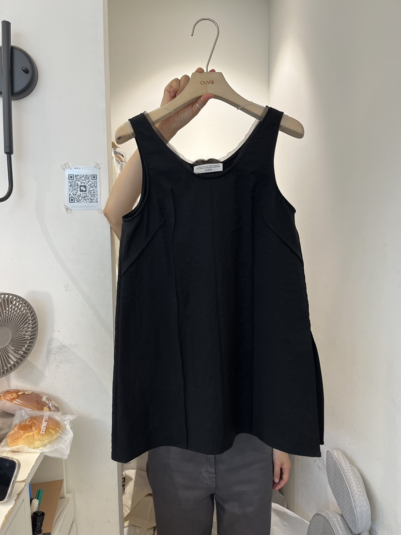 OUVIR韓國東大門直郵女裝新品休閑時尚吊帶背心歐根紗撞色O.V.R/OUVIR吊帶/背心圖色2
