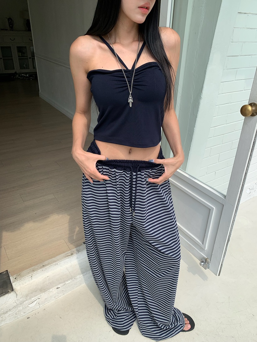 BADCALM韓國直郵女士新款26夏季熱賣時尚人氣套裝套裝條紋BADCALM套裝圖色2