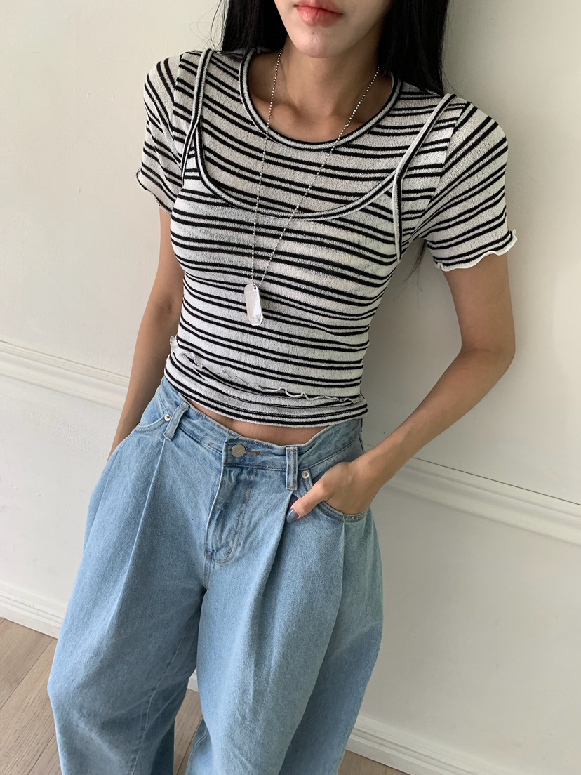 BADCALM韓國直郵實拍女裝新款人氣26夏季熱賣推薦套裝條紋BADCALM套裝
