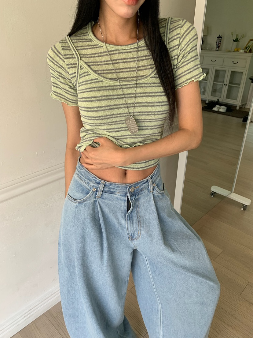 BADCALM韓國直郵實拍女裝新款人氣26夏季熱賣推薦套裝條紋BADCALM套裝圖色1