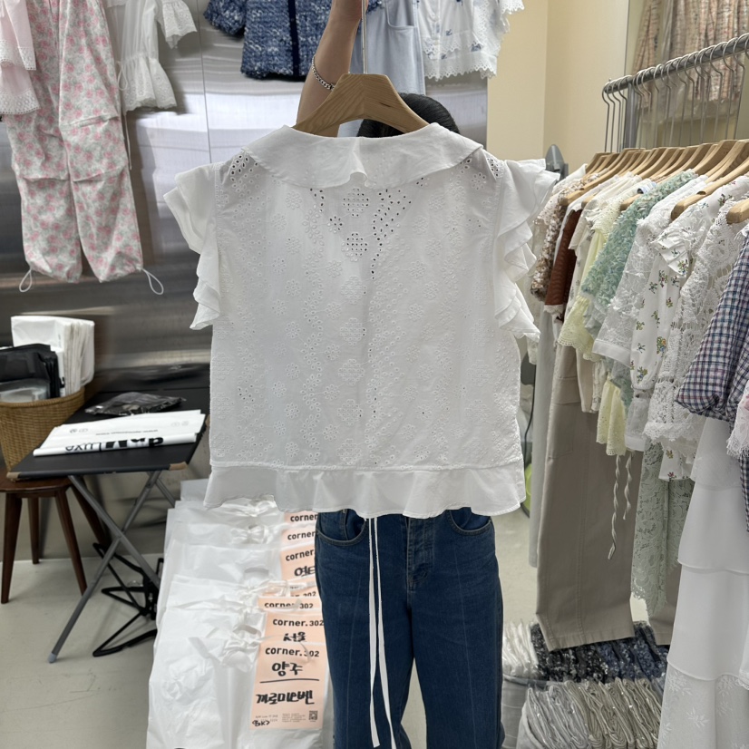 CORNER韓國東大門直郵女士新品人氣休閑時尚推薦襯衫蕾絲衫CORNER.302襯衫/蕾絲衫