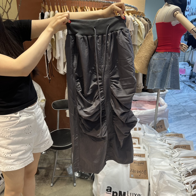 MIENNE韓國直郵女士新品推薦26夏季人氣時尚休閑長裙褶皺MIENNE長裙圖色3
