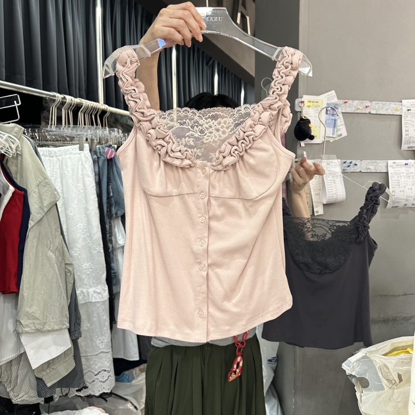 MOMAZU韓國直郵實拍女士新品26夏季吊帶背心蕾絲露背無袖MOMAZU吊帶/背心圖色1