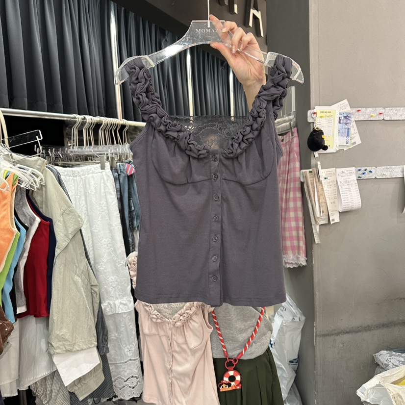 MOMAZU韓國直郵實拍女士新品26夏季吊帶背心蕾絲露背無袖MOMAZU吊帶/背心圖色2