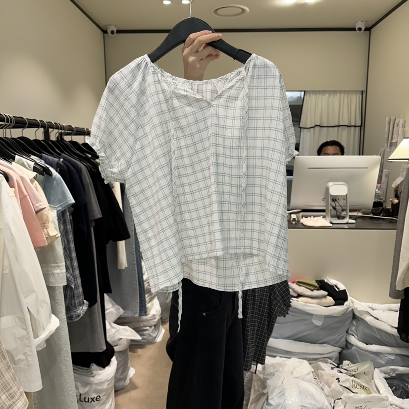 RE STOCK韓國直郵女士新品時尚26夏季休閑熱賣襯衫蕾絲衫RE STOCK襯衫/蕾絲衫圖色1