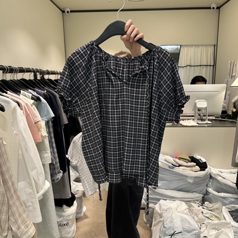 RE STOCK韓國直郵女士新品時尚26夏季休閑熱賣襯衫蕾絲衫RE STOCK襯衫/蕾絲衫圖色2
