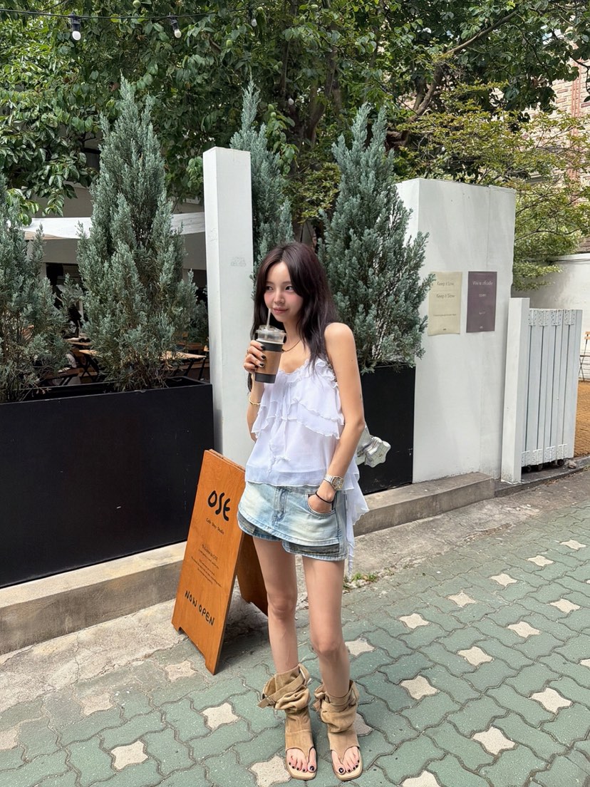 SOLAR韓國代購女裝新品26夏季時尚推薦熱賣吊帶背心荷葉邊SOLAR吊帶/背心