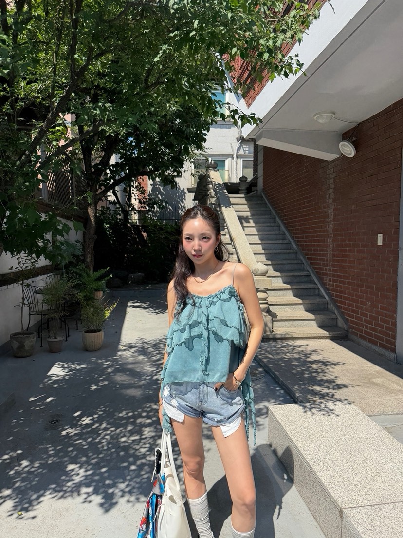 SOLAR韓國代購女裝新品26夏季時尚推薦熱賣吊帶背心荷葉邊SOLAR吊帶/背心