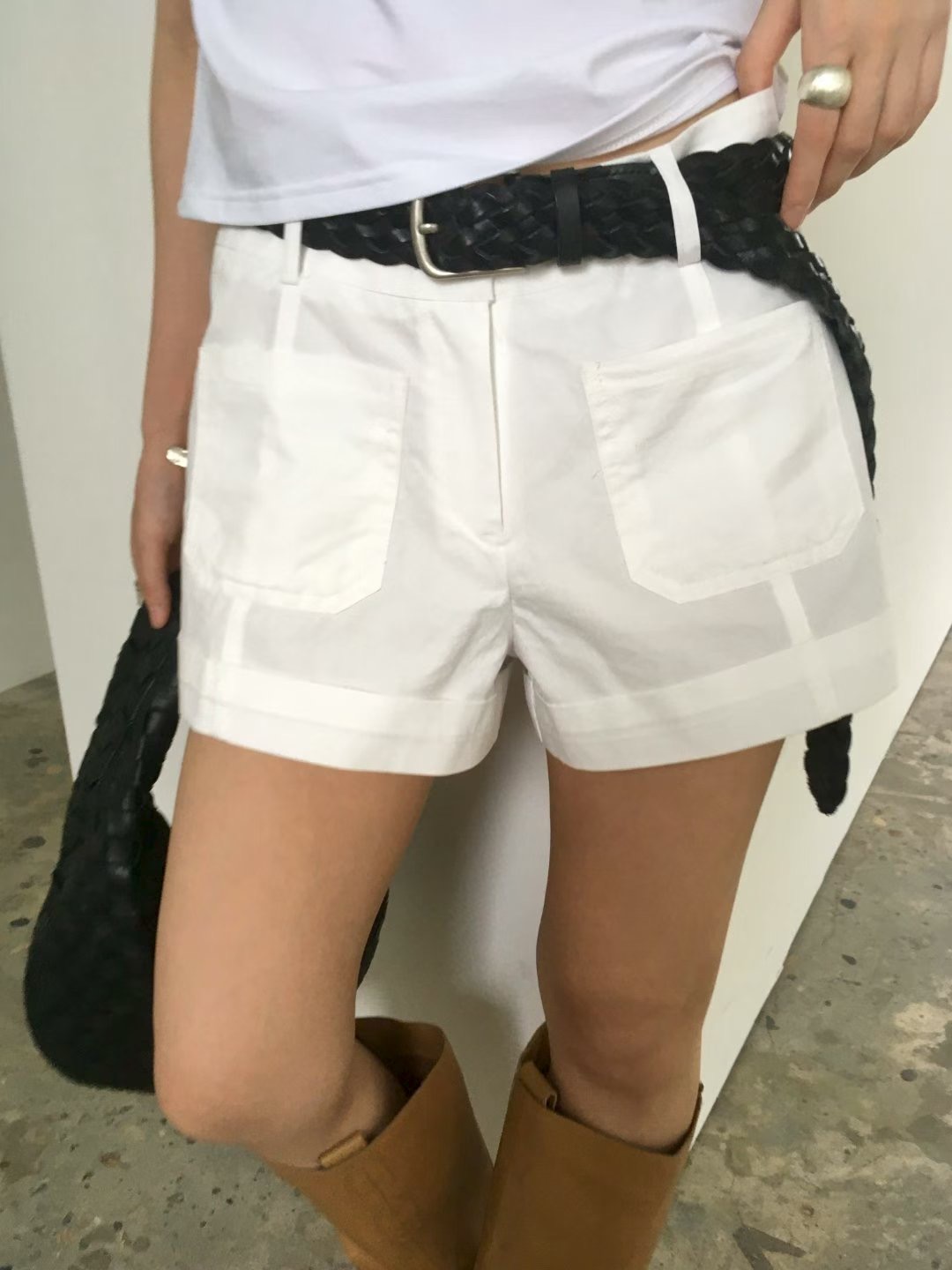 AVANDACE韓國代購女士新品人氣熱賣時尚休閑短褲不含腰帶AVANDACE短褲圖色1
