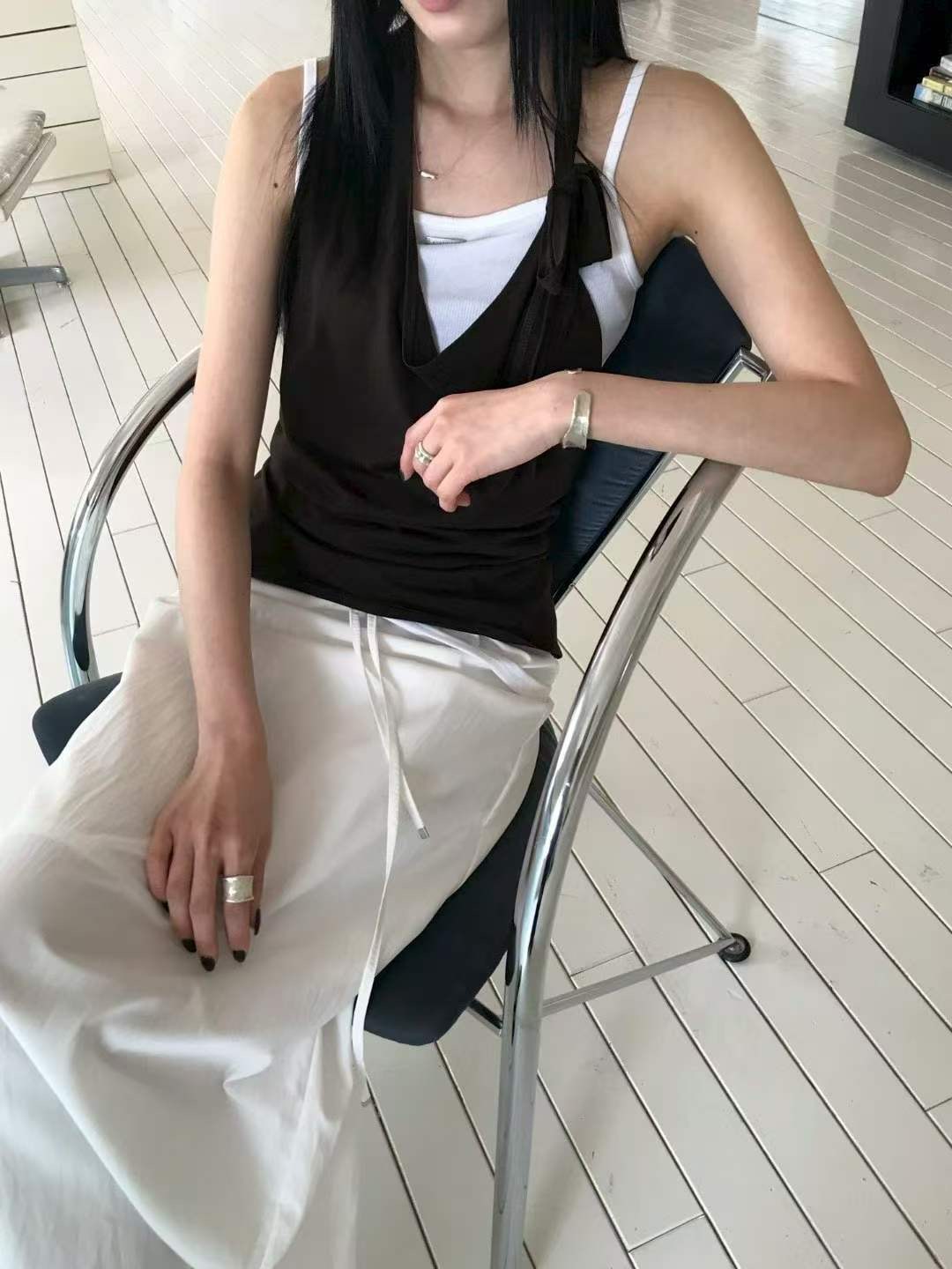 AVANDACE韓國東大門直郵女士新款休閑吊帶背心不含內搭露肩無袖AVANDACE吊帶/背心圖色2