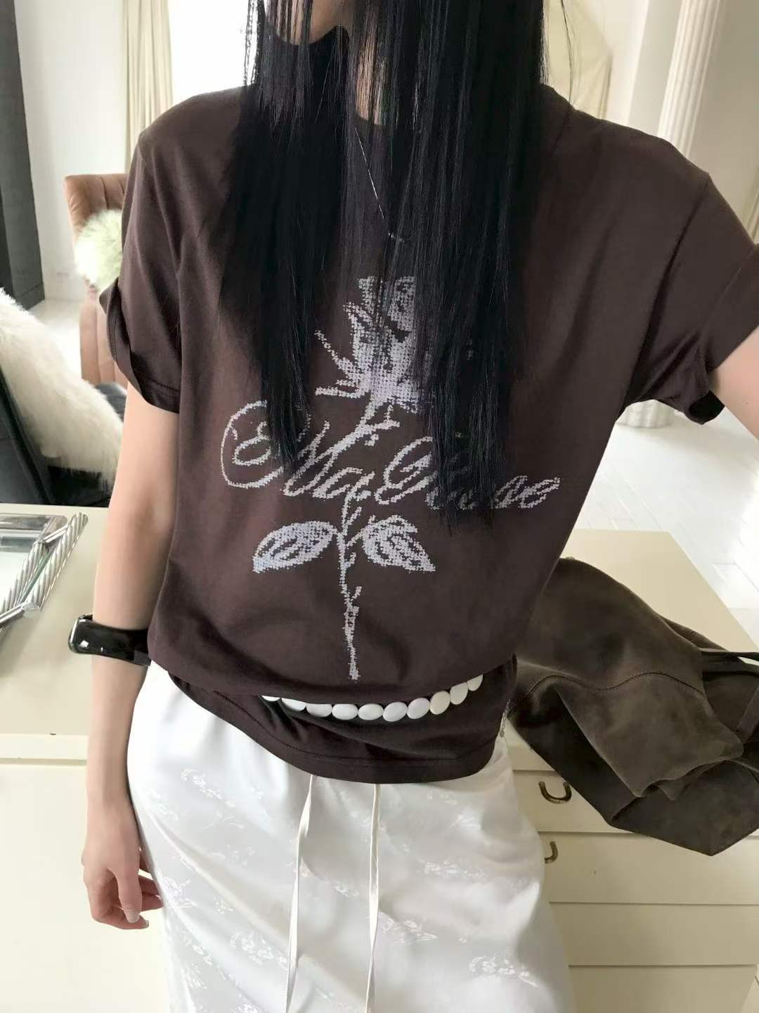 AVANDACE韓國代購女士新品26夏季熱賣時尚休閑推薦T恤印花AVANDACET恤圖色2