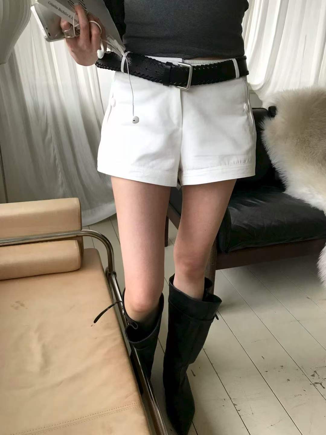 AVANDACE韓國東大門代購女裝新品熱賣人氣26夏季短褲不含腰帶AVANDACE短褲圖色1