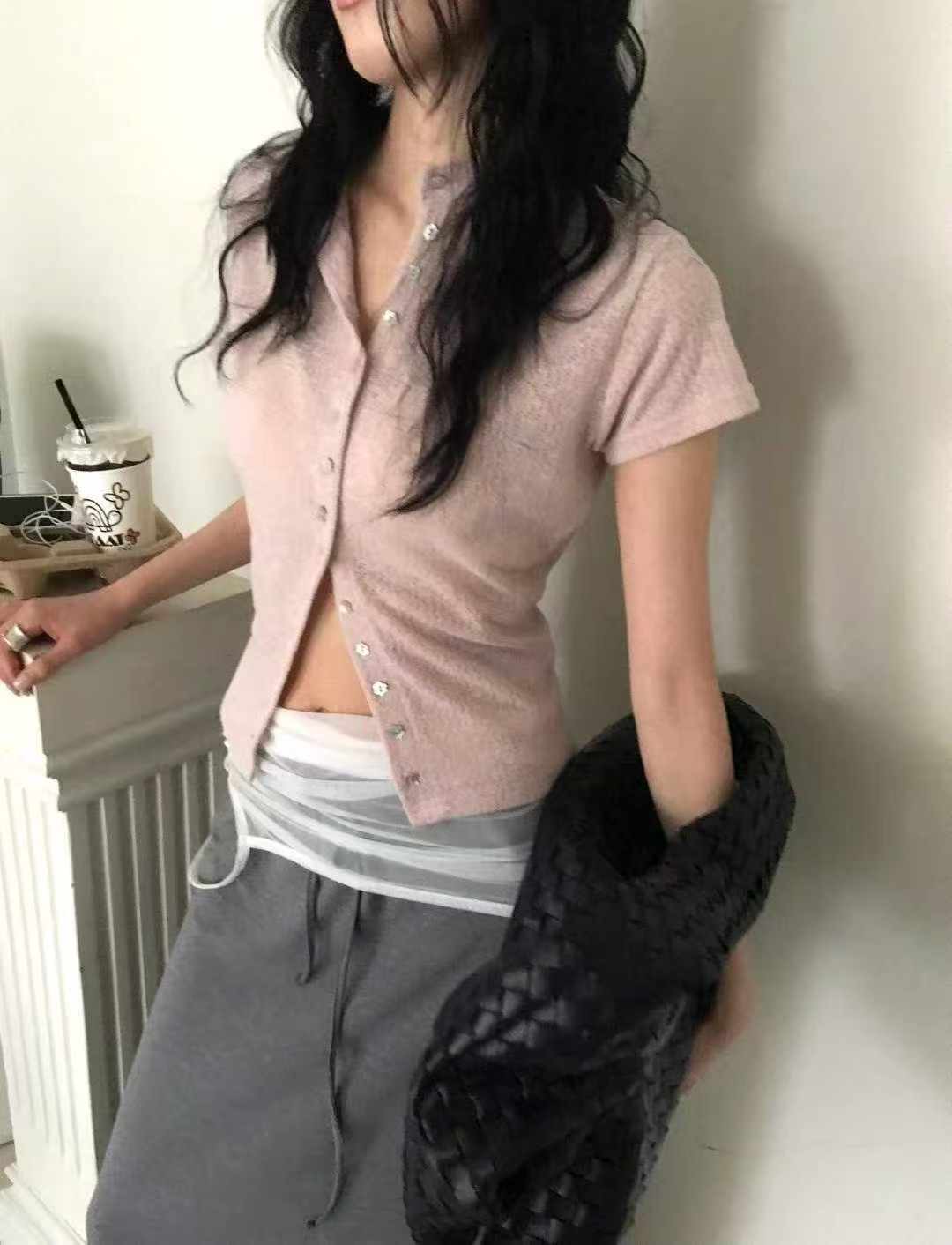 AVANDACE東大門實拍韓國女士新款熱賣時尚26夏季針織衫紐扣AVANDACE針織衫圖色2