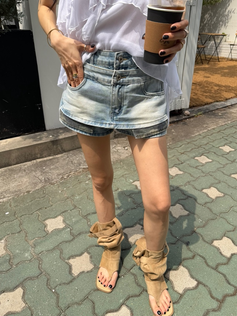 SOLAR韓國直郵實拍女士新品人氣休閑推薦時尚熱賣裙褲迷彩SOLAR裙褲