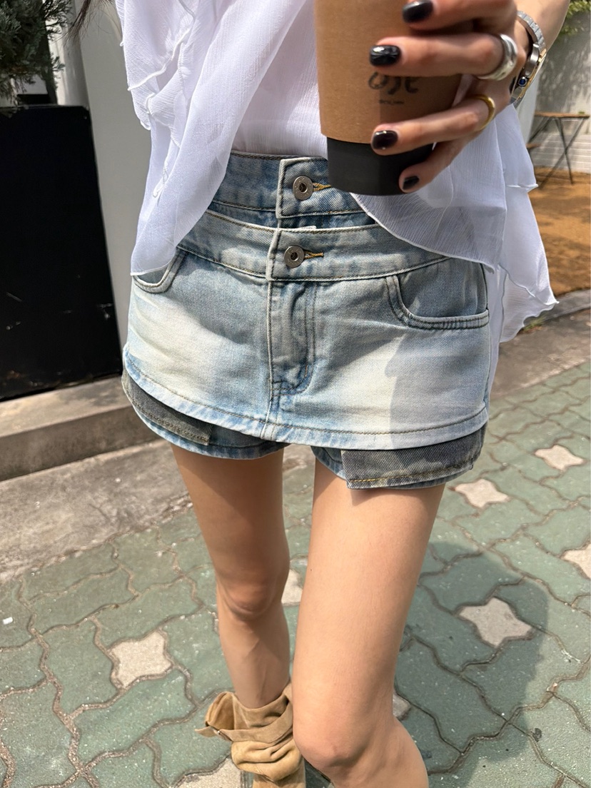 SOLAR韓國直郵實拍女士新品人氣休閑推薦時尚熱賣裙褲迷彩SOLAR裙褲