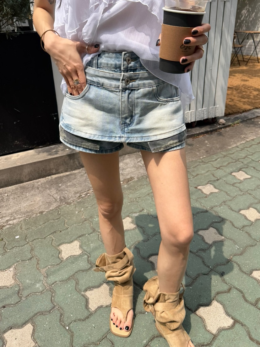 SOLAR韓國直郵實拍女士新品人氣休閑推薦時尚熱賣裙褲迷彩SOLAR裙褲