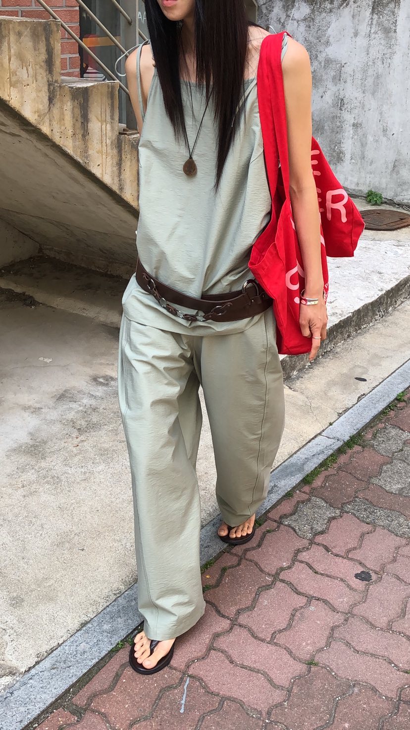 OVER RICH東大門實拍韓國女裝新款熱賣26夏季休閑褲串珠OVER RICH休閑褲