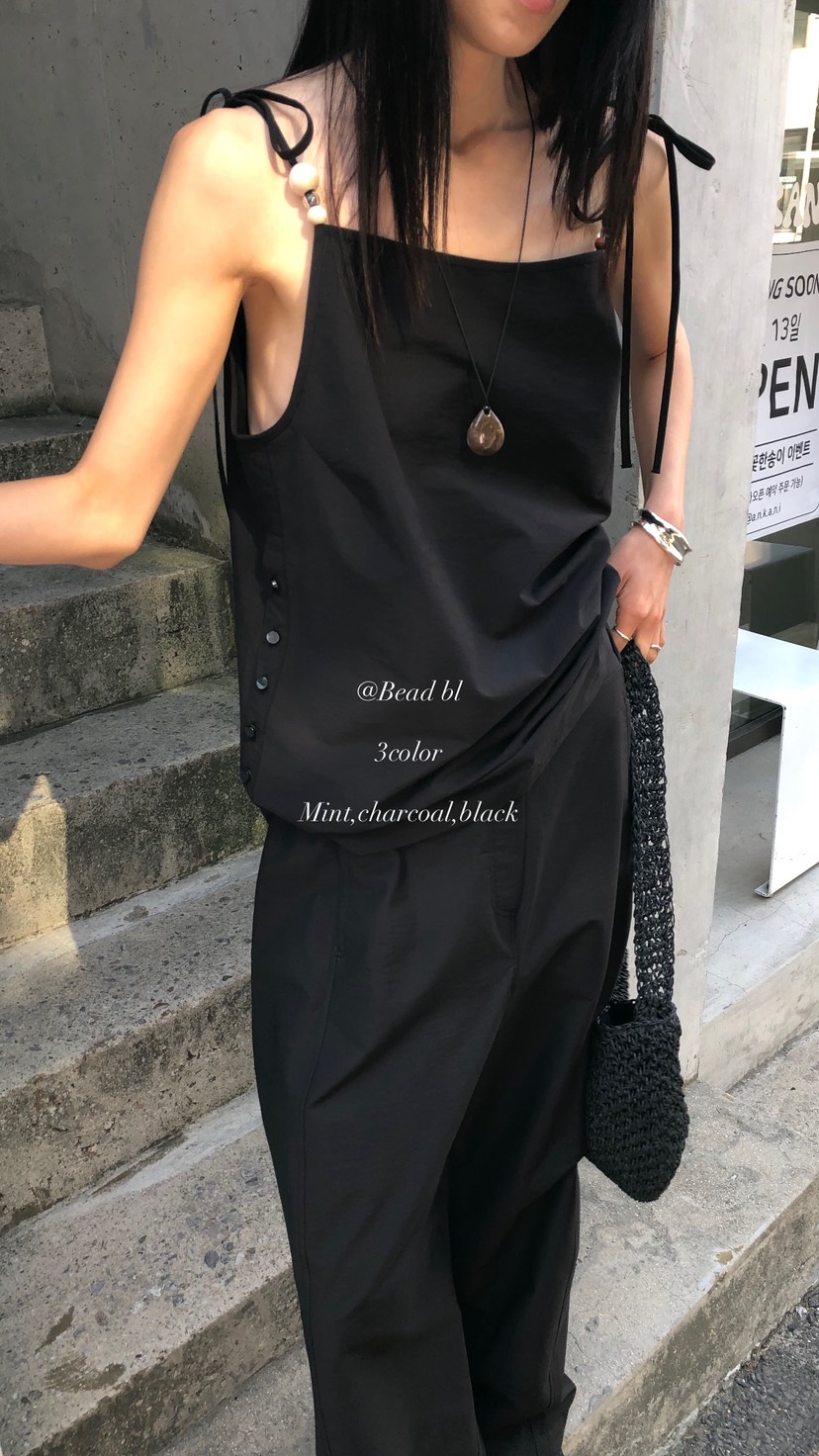 OVER RICH韓國東大門直郵女裝新品時尚吊帶背心串珠無袖OVER RICH吊帶/背心