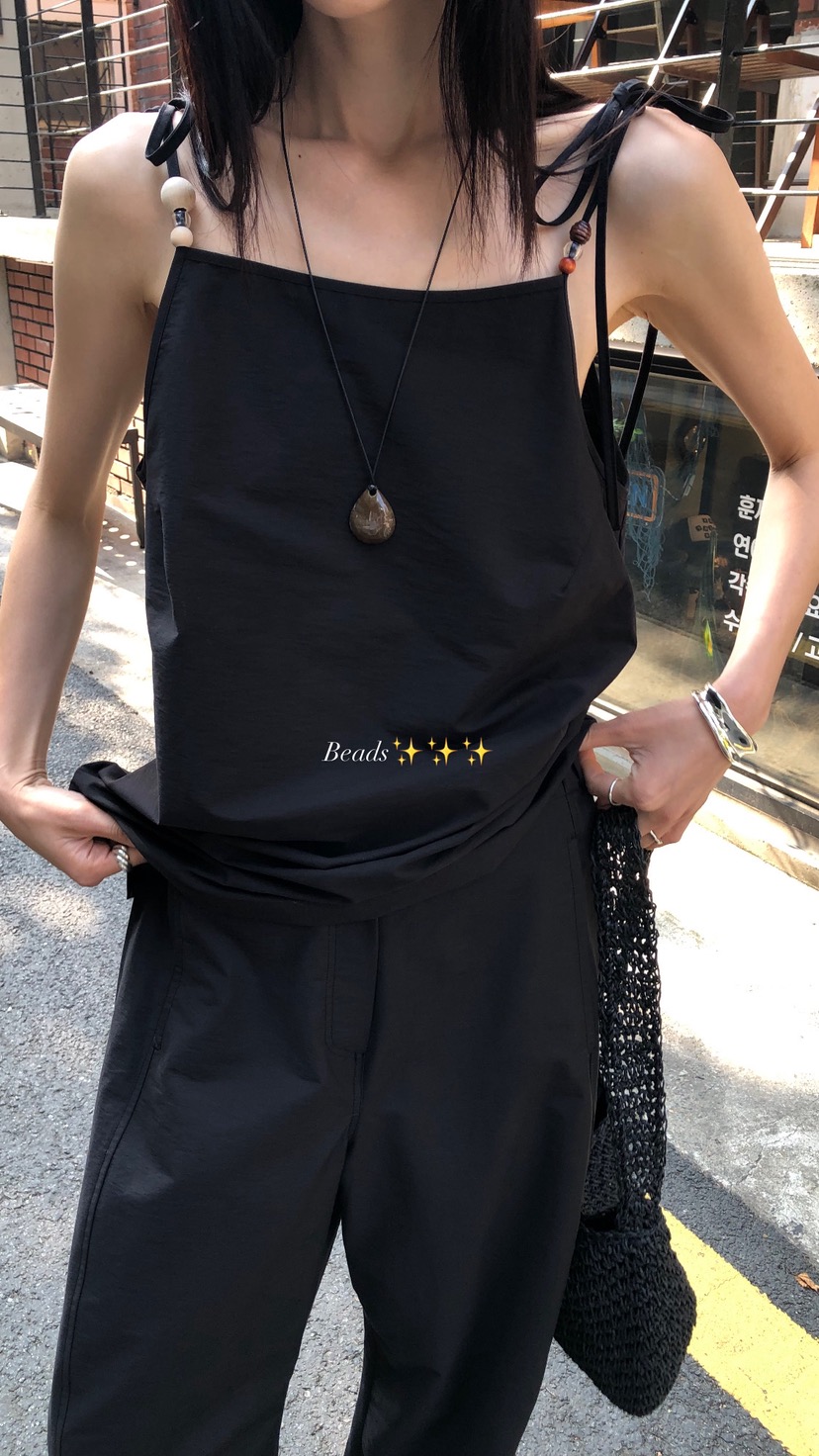 OVER RICH韓國東大門直郵女裝新品時尚吊帶背心串珠無袖OVER RICH吊帶/背心