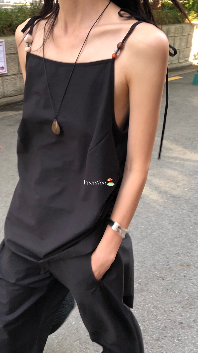 OVER RICH韓國東大門直郵女裝新品時尚吊帶背心串珠無袖OVER RICH吊帶/背心