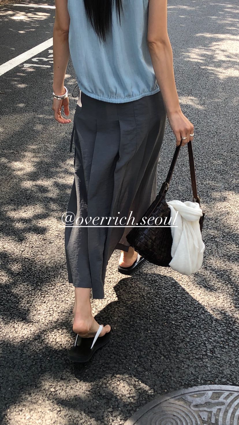 OVER RICH韓國東大門代購女裝新款休閑推薦長裙不對稱褶裥OVER RICH長裙