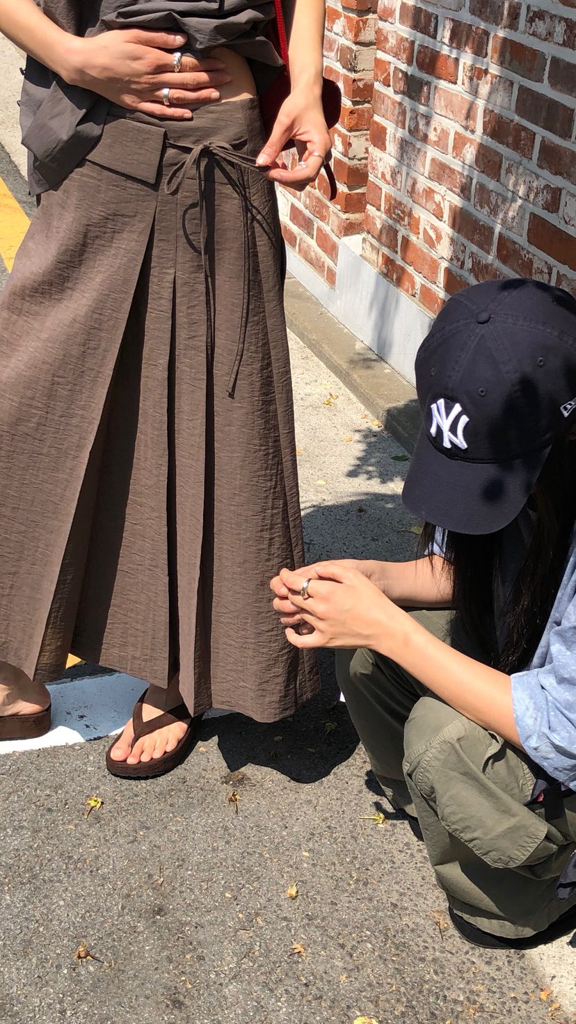 OVER RICH韓國東大門代購女裝新款休閑推薦長裙不對稱褶裥OVER RICH長裙