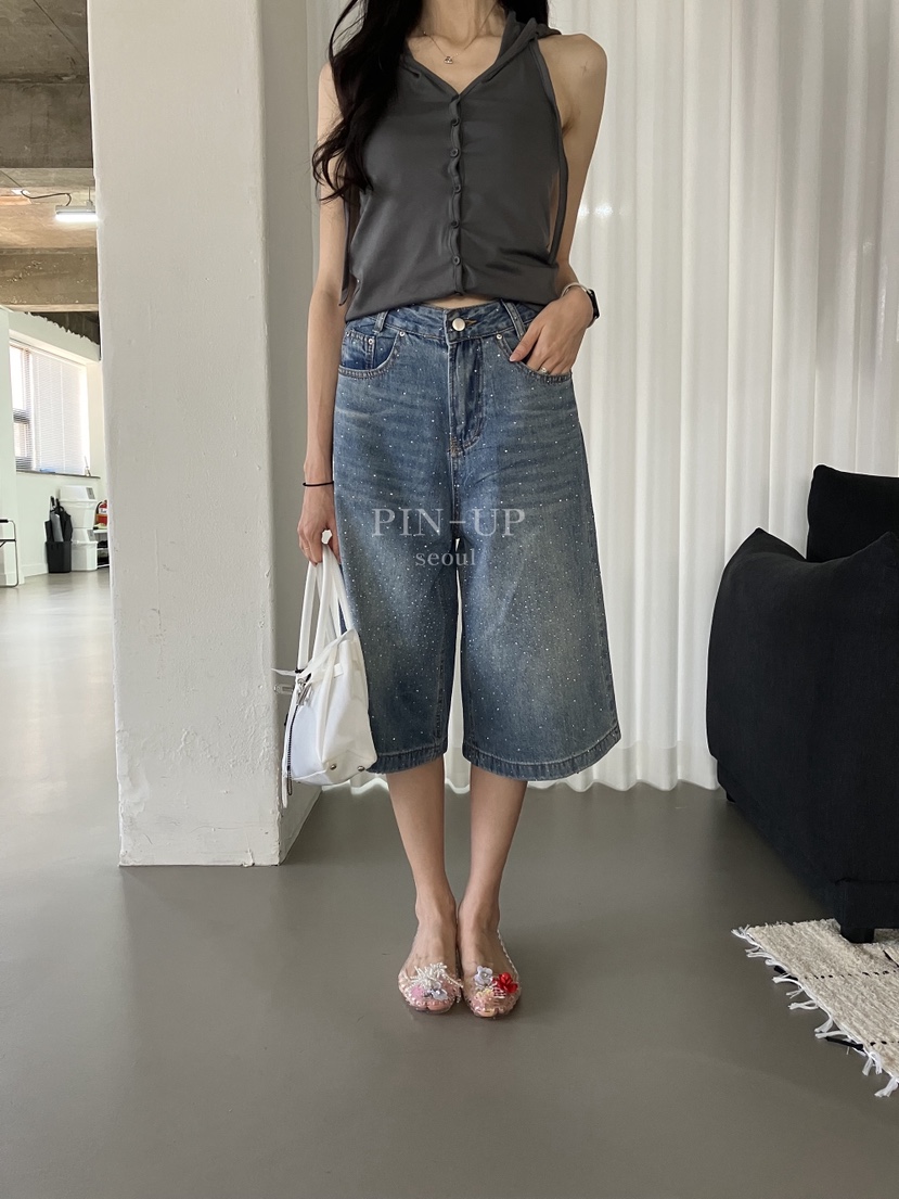 PIN-UP韓國直郵女士新品時尚休閑人氣熱賣26夏季短褲串珠PIN-UP短褲