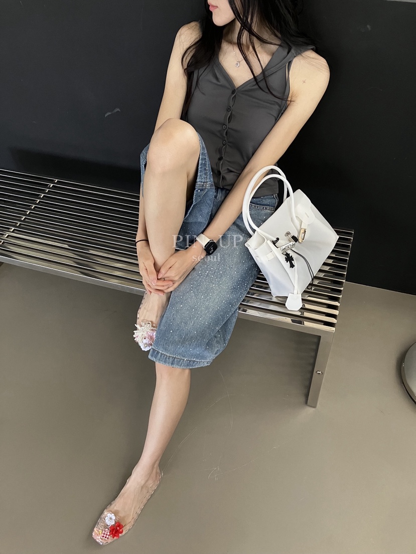 PIN-UP韓國直郵女士新品時尚休閑人氣熱賣26夏季短褲串珠PIN-UP短褲