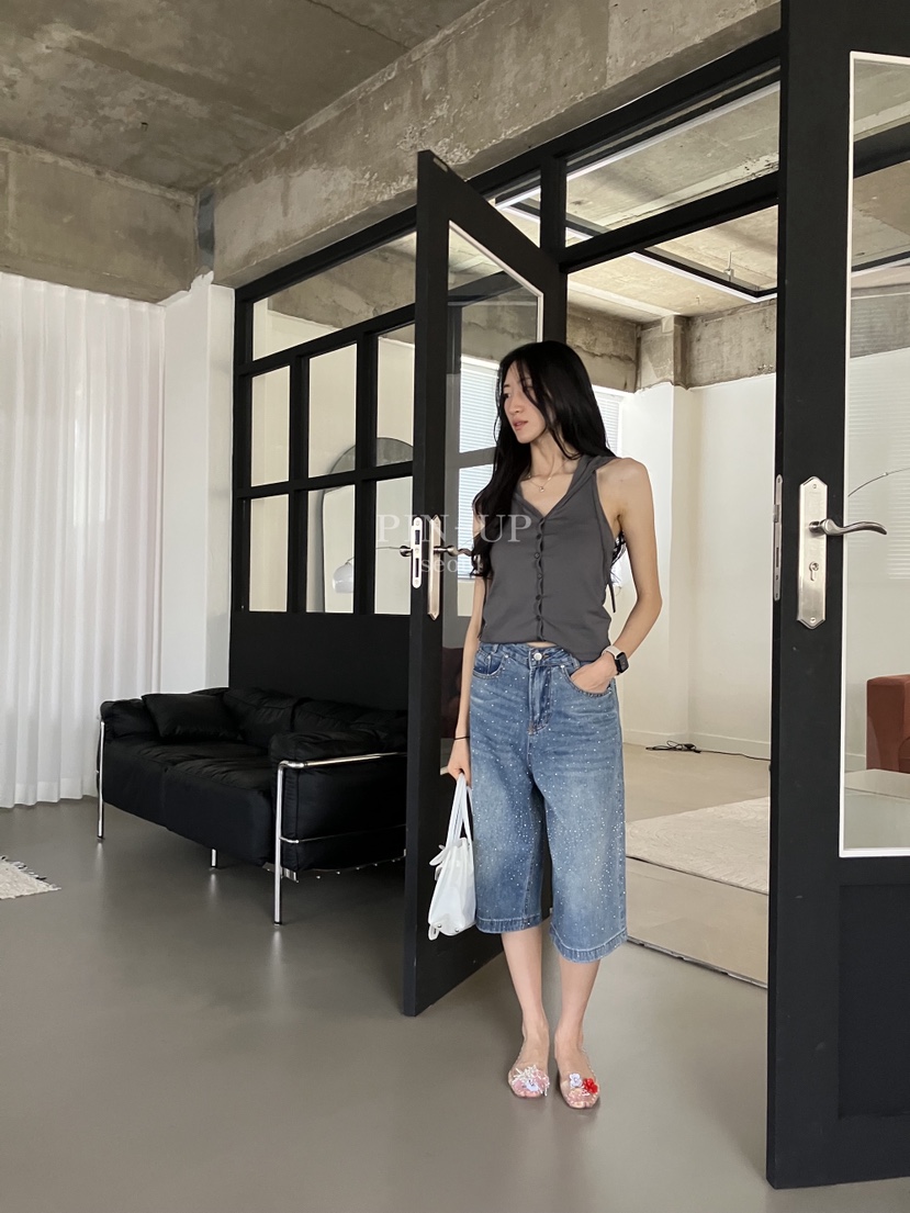PIN-UP韓國直郵女士新品時尚休閑人氣熱賣26夏季短褲串珠PIN-UP短褲