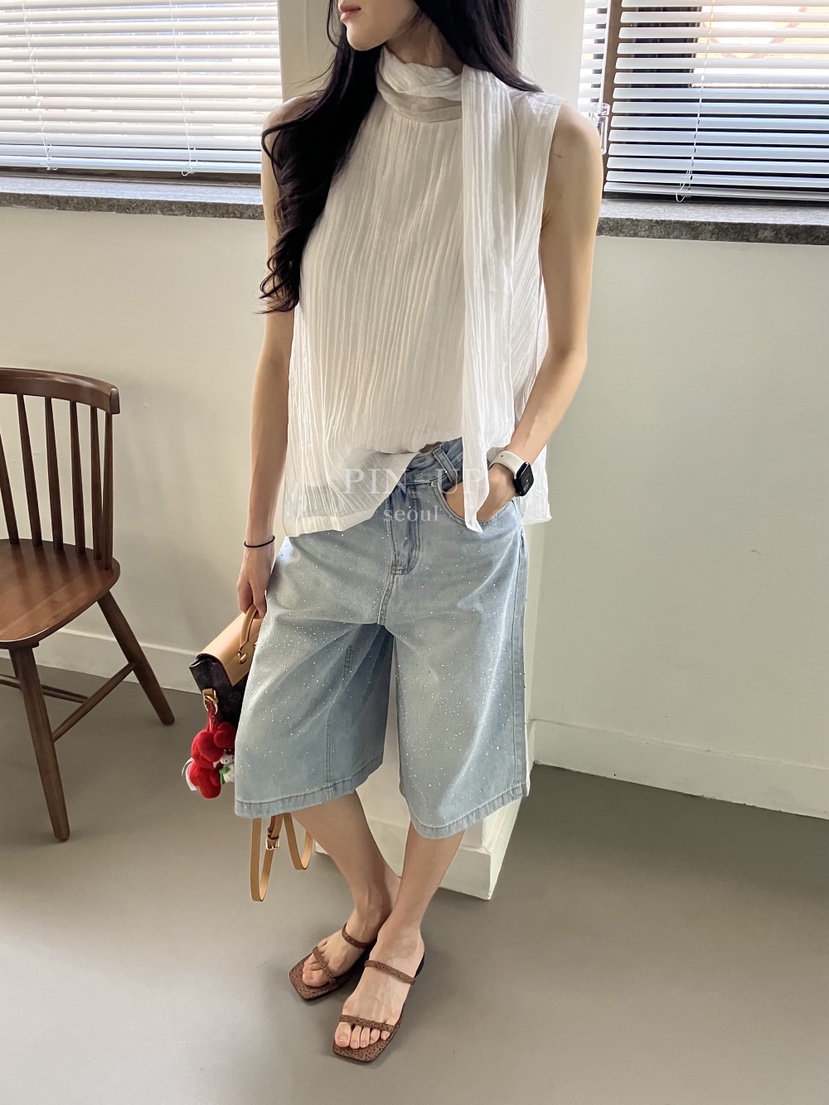 PIN-UP韓國直郵女士新品時尚休閑人氣熱賣26夏季短褲串珠PIN-UP短褲