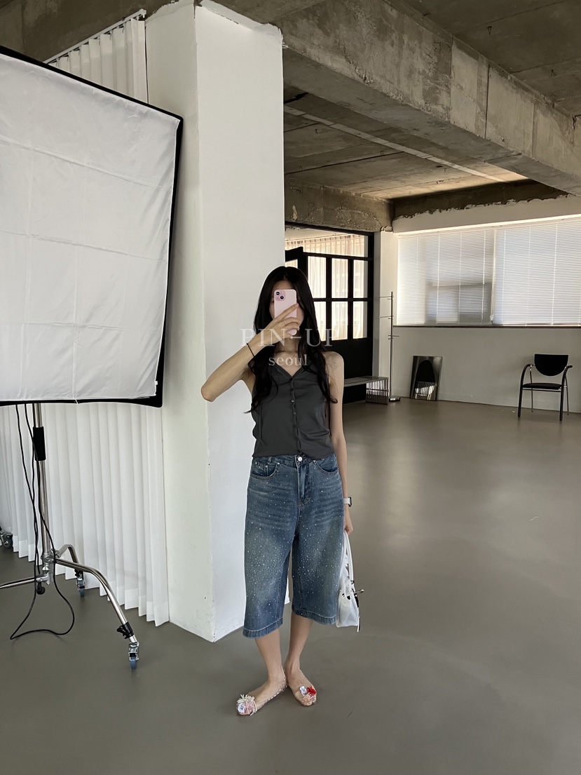 PIN-UP韓國東大門直郵女士新品時尚熱賣吊帶背心露背連帽PIN-UP吊帶/背心