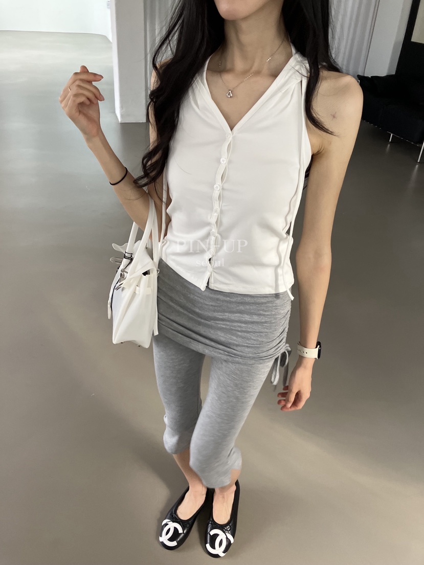 PIN-UP韓國東大門直郵女士新品時尚熱賣吊帶背心露背連帽PIN-UP吊帶/背心