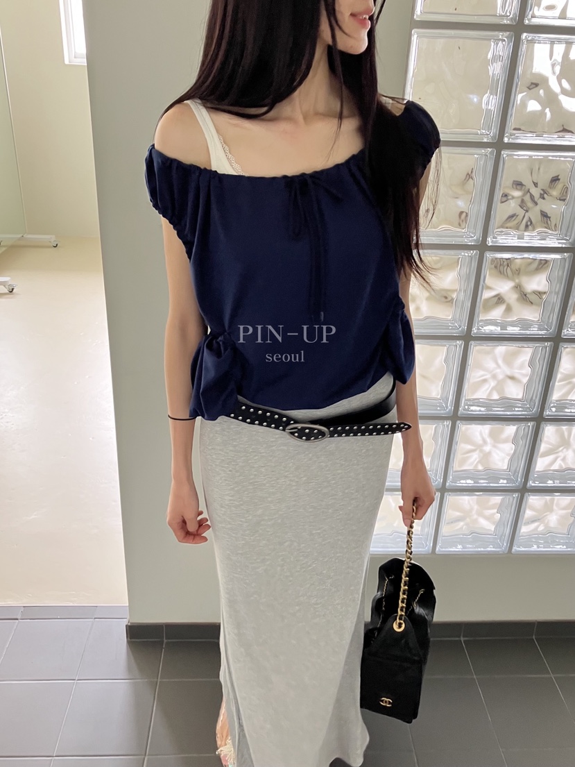 PIN-UP東大門實拍韓國女裝新品推薦熱賣26夏季時尚T恤口袋PIN-UPT恤圖色1