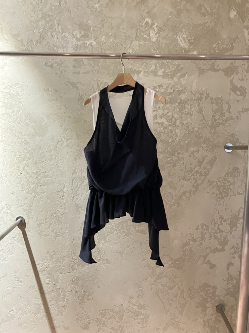 PIN-UP東大門實拍韓國女裝新款休閑熱賣吊帶背心荷葉邊露背PIN-UP吊帶/背心