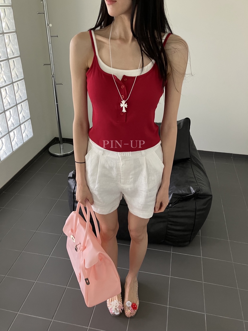 PIN-UP東大門實拍韓國女裝新品人氣時尚短褲不含腰帶亞麻PIN-UP短褲