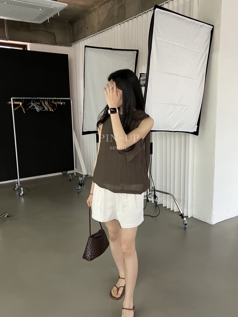 PIN-UP韓國東大門代購女裝新款推薦人氣休閑熱賣短褲亞麻PIN-UP短褲